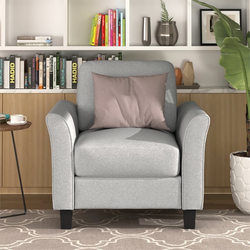 CRO Decor Living Room Furniture Fabric Armrest Single Sofa (Light Gray)