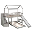 CRO Decor Twin Over Twin Bunk Bed with Two Drawers and Slide (White)