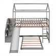 CRO Decor Twin Over Twin Bunk Bed with Two Drawers and Slide (White)