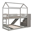 CRO Decor Twin Over Twin Bunk Bed with Two Drawers and Slide (White)