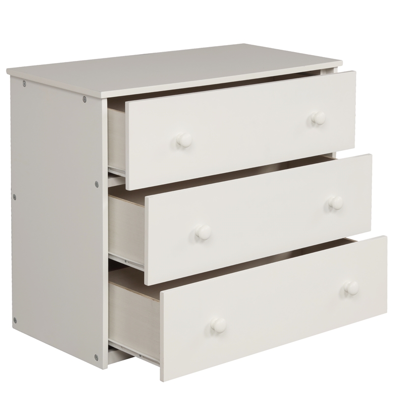 CRO Decor Low Study Twin Loft Bed with Cabinet and Rolling Portable Desk (White)
