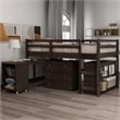 CRO Decor Low Study Twin Loft Bed with Cabinet and Rolling Portable Desk