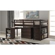 CRO Decor Low Study Twin Loft Bed with Cabinet and Rolling Portable Desk