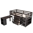 CRO Decor Low Study Twin Loft Bed with Cabinet and Rolling Portable Desk