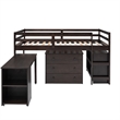 CRO Decor Low Study Twin Loft Bed with Cabinet and Rolling Portable Desk