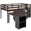 CRO Decor Low Study Twin Loft Bed with Cabinet and Rolling Portable Desk