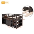 CRO Decor Low Study Twin Loft Bed with Cabinet and Rolling Portable Desk