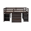 CRO Decor Low Study Twin Loft Bed with Cabinet and Rolling Portable Desk
