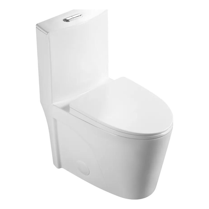 CRO Decor  One Piece Extended Dual Flush Freestanding Toilet White