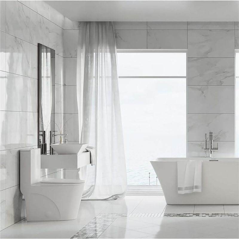 CRO Decor  One Piece Extended Dual Flush Freestanding Toilet White