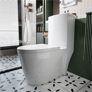 CRO Decor  One Piece Extended Dual Flush Freestanding Toilet White