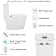 CRO Decor  One Piece Extended Dual Flush Freestanding Toilet White