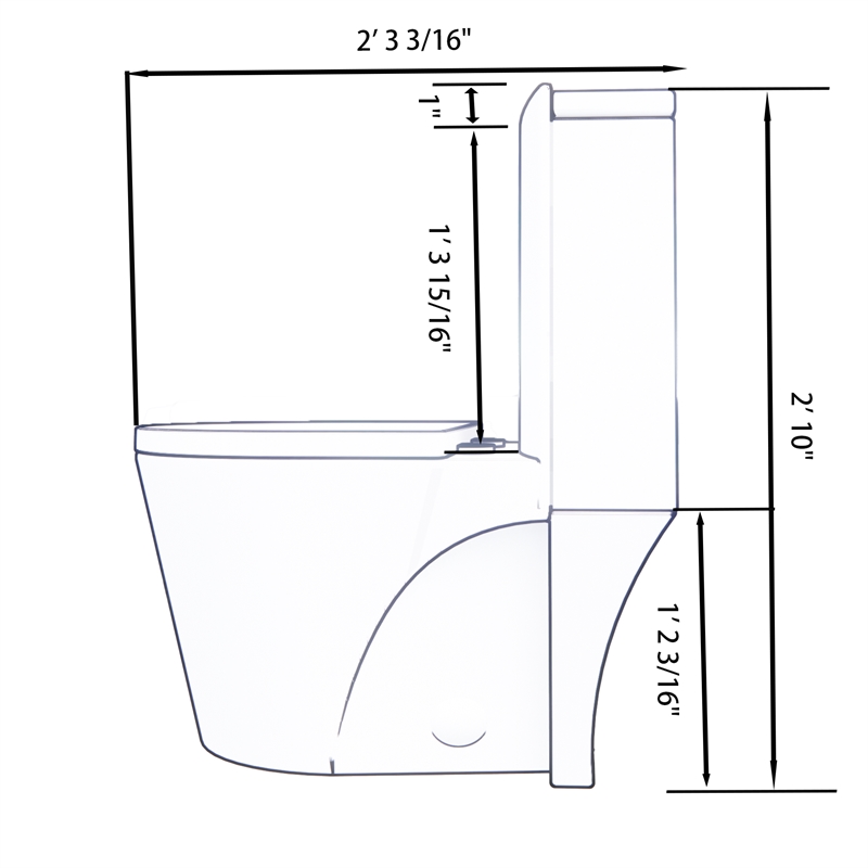 CRO Decor  One Piece Extended Dual Flush Freestanding Toilet White