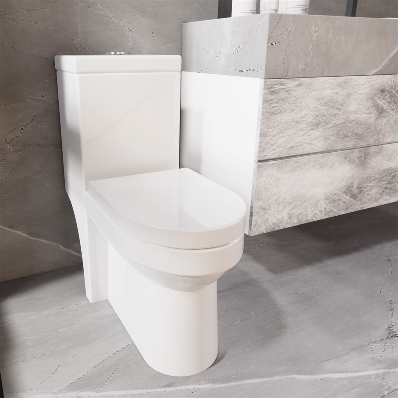CRO Decor  One-Piece Dual Flush Free-Standing Toilet White