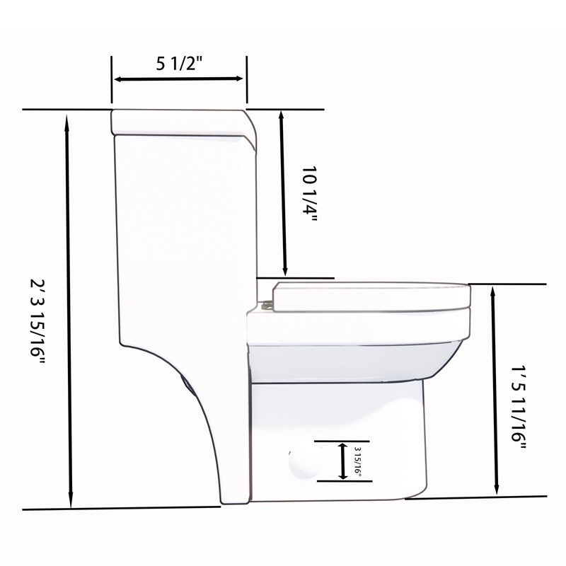 CRO Decor  One-Piece Dual Flush Free-Standing Toilet White