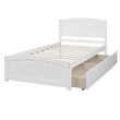 CRO Decor Wood Twin Size Platform Bed with Two Drawers (White)