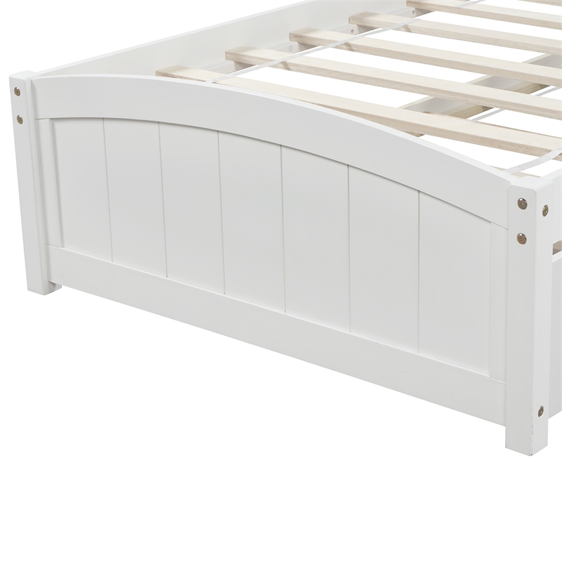 CRO Decor Wood Twin Size Platform Bed with Two Drawers (White)