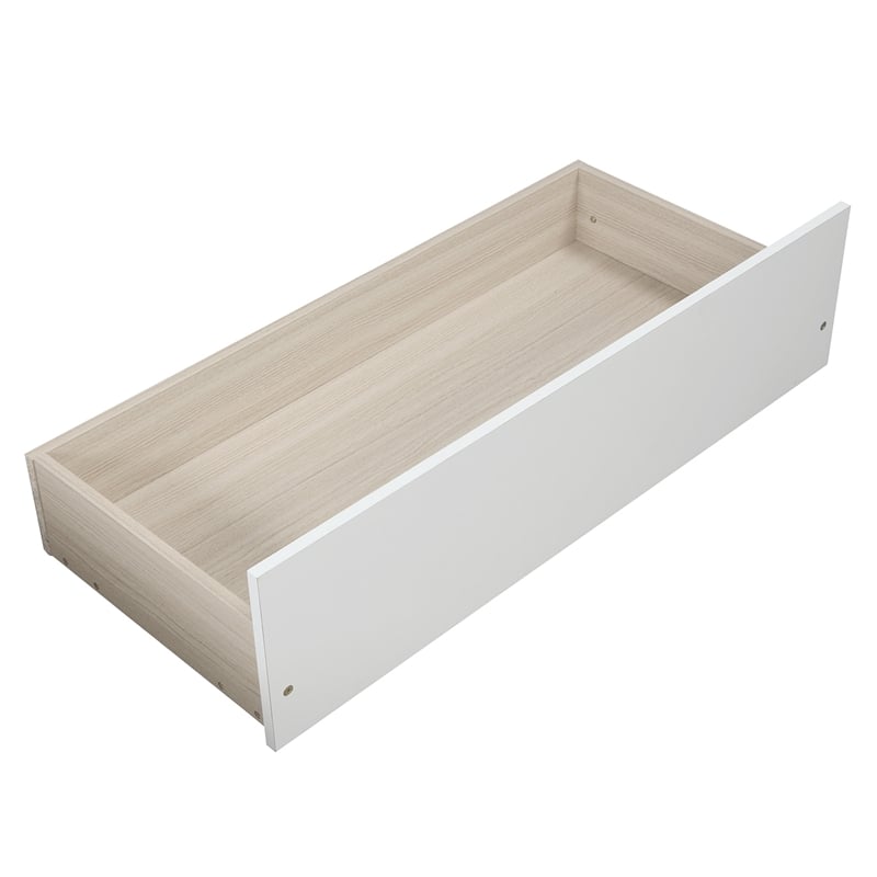 CRO Decor Wood Twin Size Platform Bed with Two Drawers (White)