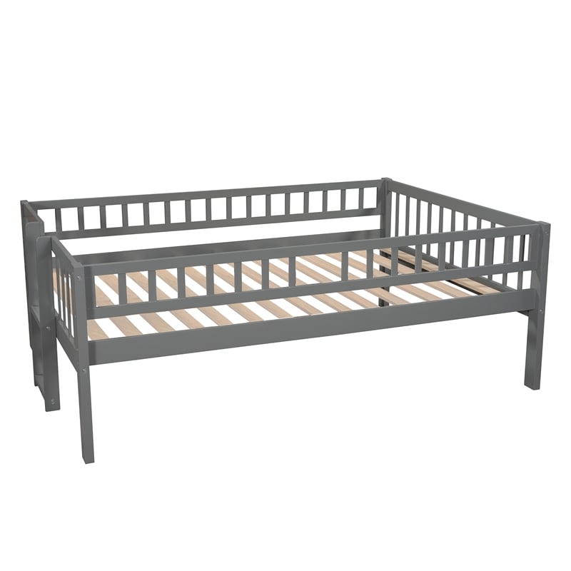 CRO Decor Full-Over-Full-Over-Full Triple Bed with Built-in Ladder and Slide