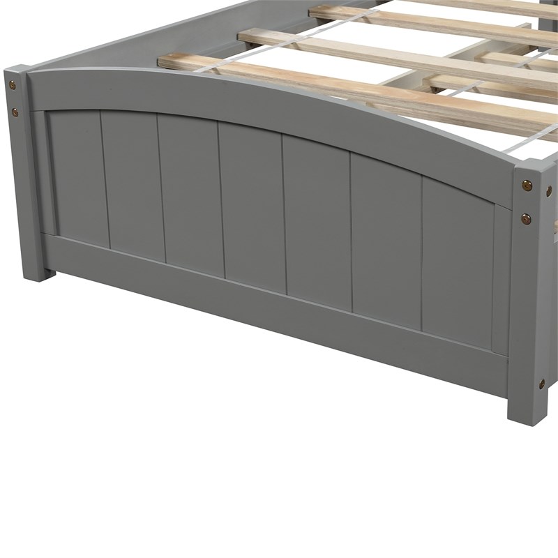 CRO Decor Wood Twin size Platform Bed with Trundle (Gray)