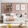 CRO Decor Full Size Daybed with Twin Size Trundle Wood Slat Support (White)