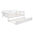 CRO Decor Full Size Daybed with Twin Size Trundle Wood Slat Support (White)