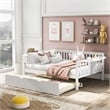 CRO Decor Full Size Daybed with Twin Size Trundle Wood Slat Support (White)
