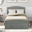CRO Decor Wood Platform Twin Bed Frame with Storage Drawer (Gray)