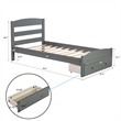 CRO Decor Wood Platform Twin Bed Frame with Storage Drawer (Gray)