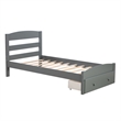CRO Decor Wood Platform Twin Bed Frame with Storage Drawer (Gray)