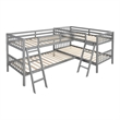 CRO Decor Wood L-Shaped Bunk Bed with Ladder Twin Size (Gray)
