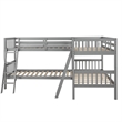 CRO Decor Wood L-Shaped Bunk Bed with Ladder Twin Size (Gray)