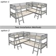 CRO Decor Wood L-Shaped Bunk Bed with Ladder Twin Size (Gray)