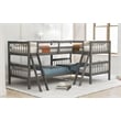 CRO Decor Wood L-Shaped Bunk Bed with Ladder Twin Size (Gray)