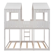 CRO Decor Full Over Full Wood Bunk Bed with Roof Window Guardrail Ladder (White)