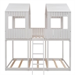 CRO Decor Full Over Full Wood Bunk Bed with Roof Window Guardrail Ladder (White)