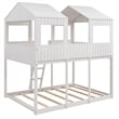 CRO Decor Full Over Full Wood Bunk Bed with Roof Window Guardrail Ladder (White)
