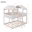 CRO Decor Full Over Full Wood Bunk Bed with Roof Window Guardrail Ladder (White)