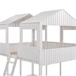 CRO Decor Full Over Full Wood Bunk Bed with Roof Window Guardrail Ladder (White)