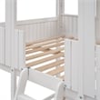 CRO Decor Full Over Full Wood Bunk Bed with Roof Window Guardrail Ladder (White)