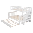 CRO Decor Stairway Twin-Over-Full Bunk Bed with Twin Trundle Storage (White)