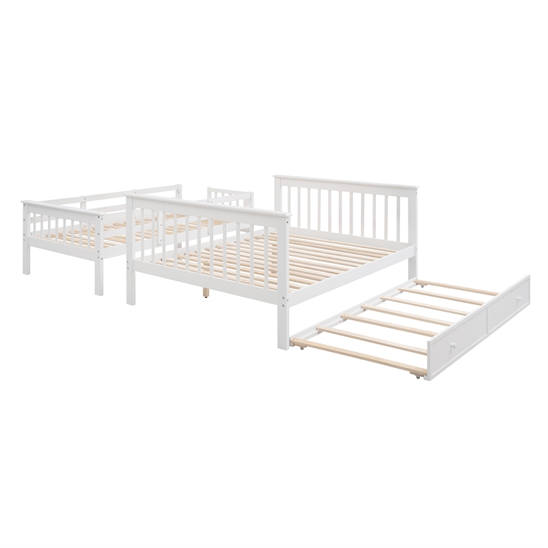 CRO Decor Stairway Twin-Over-Full Bunk Bed with Twin Trundle Storage (White)