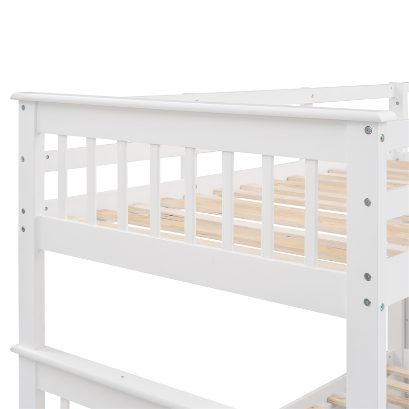 CRO Decor Stairway Twin-Over-Full Bunk Bed with Twin Trundle Storage (White)