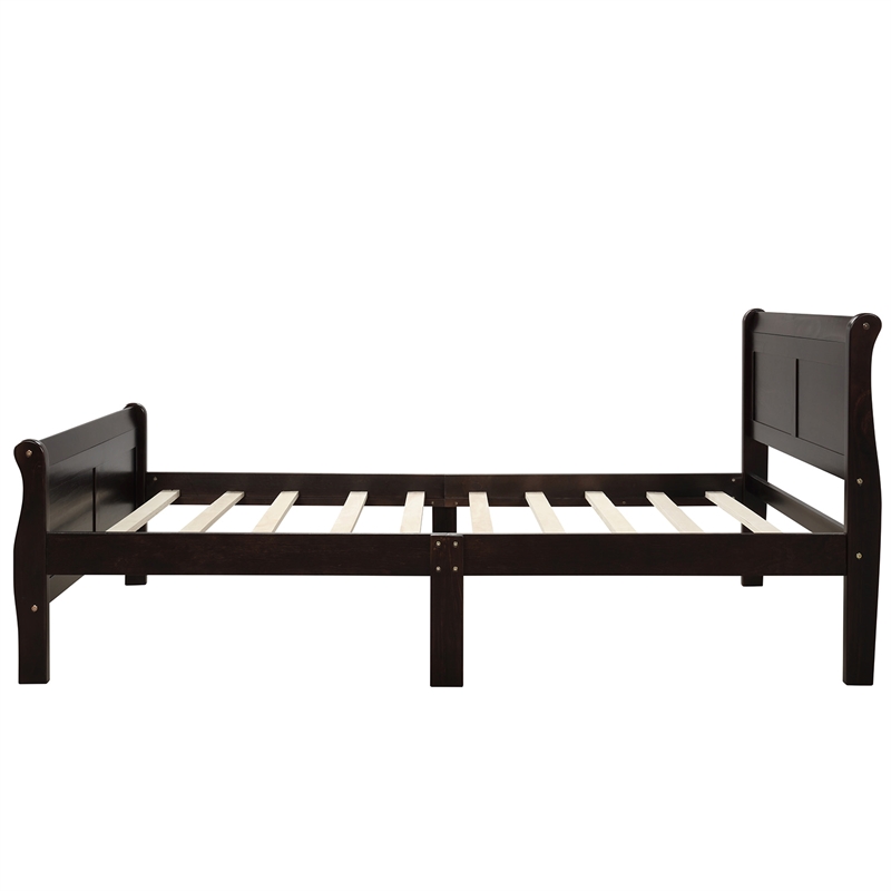 CRO Decor Wood Platform Bed Twin Bed Frame Sleigh Bed with Headboard Footboard