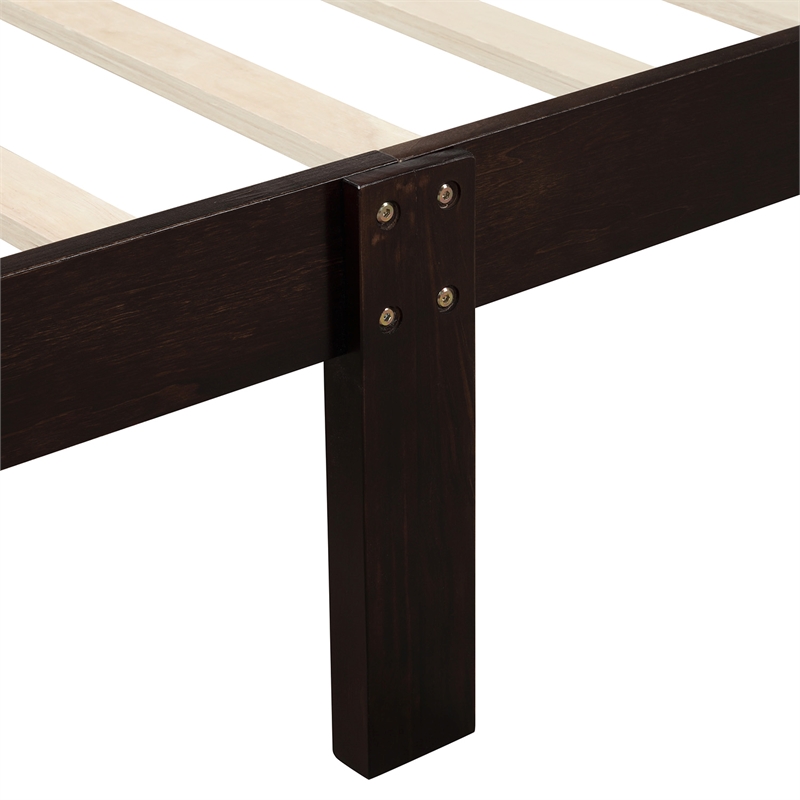 CRO Decor Wood Platform Bed Twin Bed Frame Sleigh Bed with Headboard Footboard