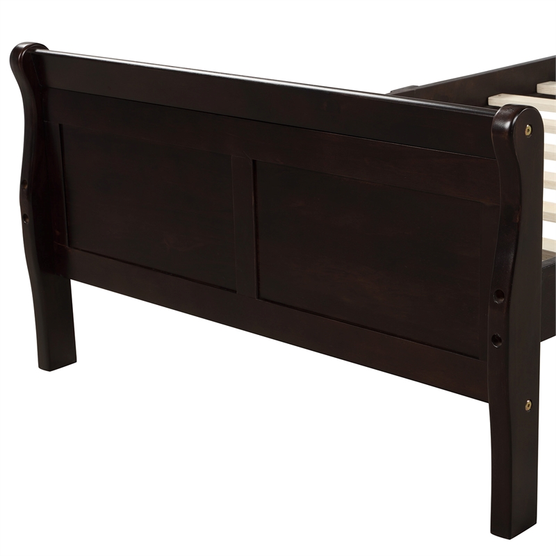CRO Decor Wood Platform Bed Twin Bed Frame Sleigh Bed with Headboard Footboard