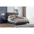 CRO Decor Upholstered Platform Bed with Tufted Headboard Gray Linen Fabric Queen