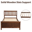 CRO Decor Twin Size Wood Platform Bed with Headboard Footboard (Walnut)