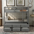 CRO Decor Twin Bunk Bed Trundle with 3 Drawers  with Ladder Safety Rail (Gray)