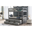 CRO Decor Twin Bunk Bed Trundle with 3 Drawers  with Ladder Safety Rail (Gray)